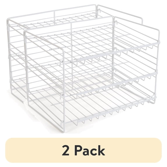 (2 pack) Mainstays 3-Tier Can Organizer Dispenser Rack, Steel, White