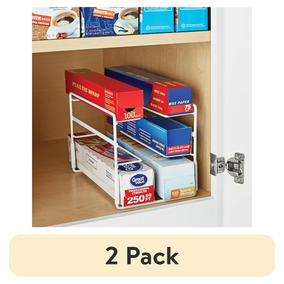 (2 pack) Mainstays 3-Tier Metal Wire Wrap Stand, White