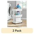 thumbnail image 1 of (2 pack) Mainstays 3-Tier Plastic Rolling Laundry Cart, Arctic White, 1 of 12
