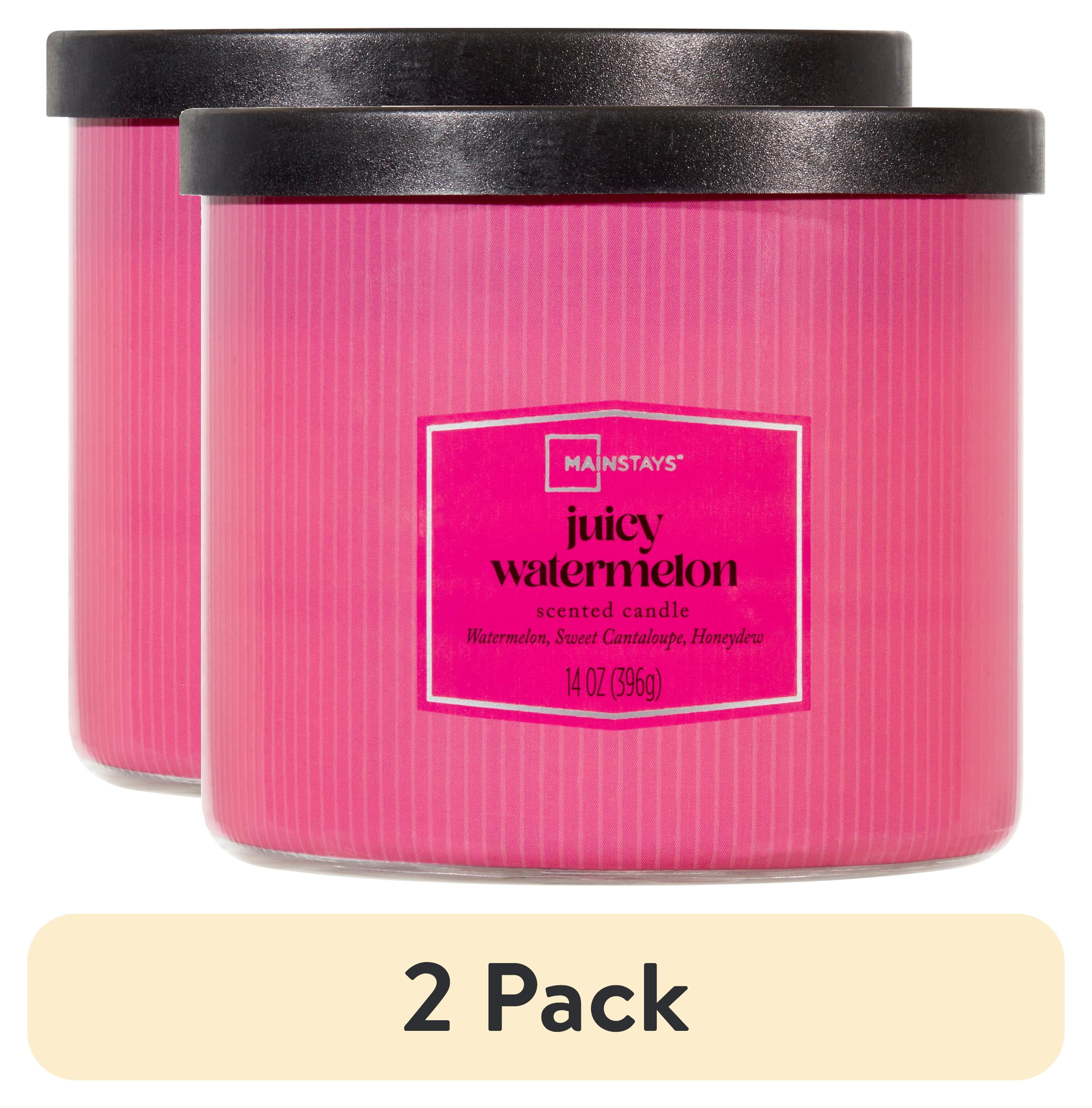 (2 pack) Mainstays 3-Wick Textured Wrapped Juicy Watermelon Scented Candle, 14 oz