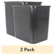 (2 pack) Mainstays Bathroom Trash Can, 3 Gallon Plastic Open Top Garbage Bucket Bin, Black