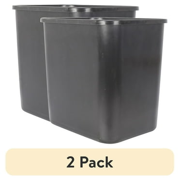 (2 pack) Mainstays 3 gal Plastic Open Top Kitchen Trash Can, Black