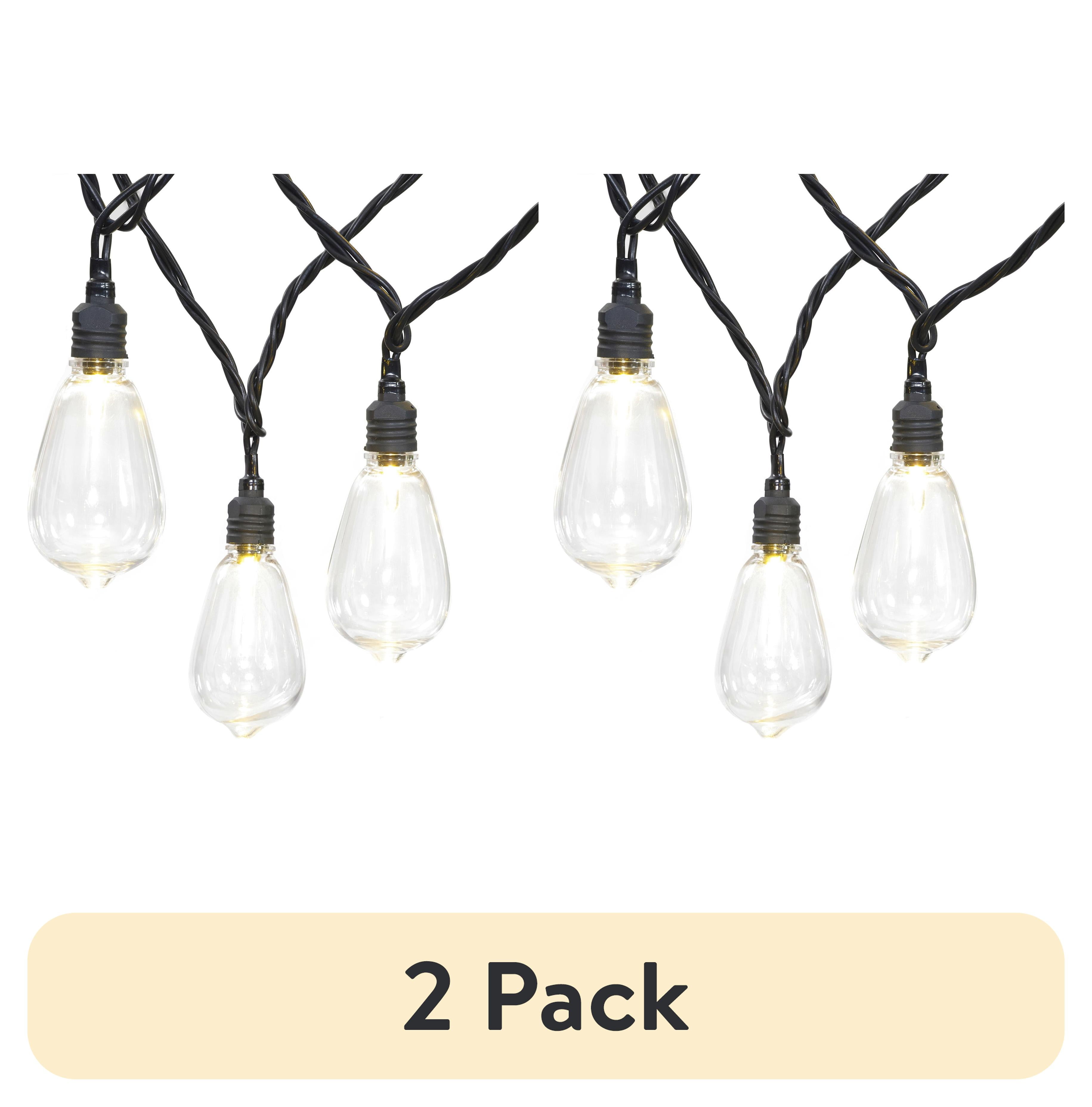 (2 pack) Mainstays 30-Count Warm White LED Edison Bulb Outdoor String Lights with Black Wire