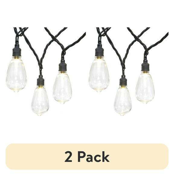 (2 pack) Mainstays 30-Count Warm White LED Edison Bulb Outdoor String Lights with Black Wire