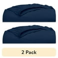 thumbnail interactive-video image 1 of (2 pack) Mainstays 300 Thread Count Easy Care Percale Fitted Sheet, Blue Cove, Twin/Twin XL, 1 of 11