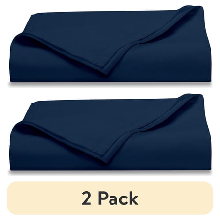 (2 pack) Mainstays 300 Thread Count Easy Care Percale Flat Sheet, Blue Cove, Twin/Twin XL