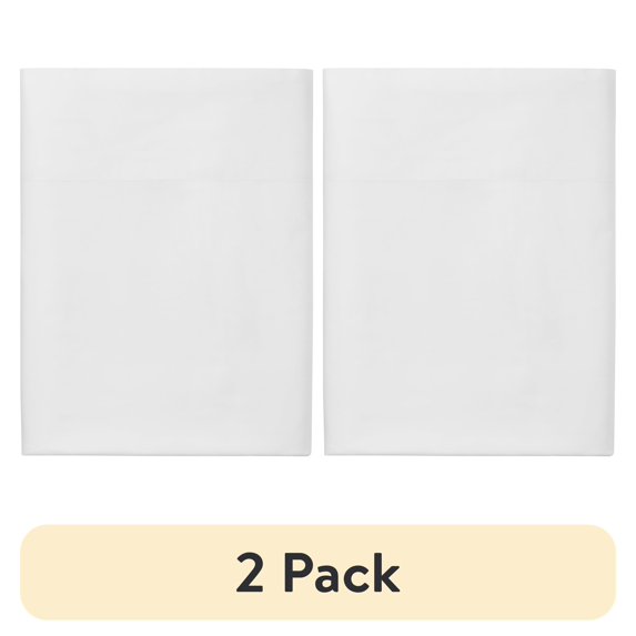(2 pack) Mainstays 300 Thread Count Easy Care White Cotton Blend Percale Flat Bed Sheet, Twin