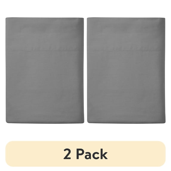(2 pack) Mainstays 300 Thread Count Solid Soothing Gray CVC Cotton Blend Flat Sheet, Twin/Twin XL , Adult / Teen