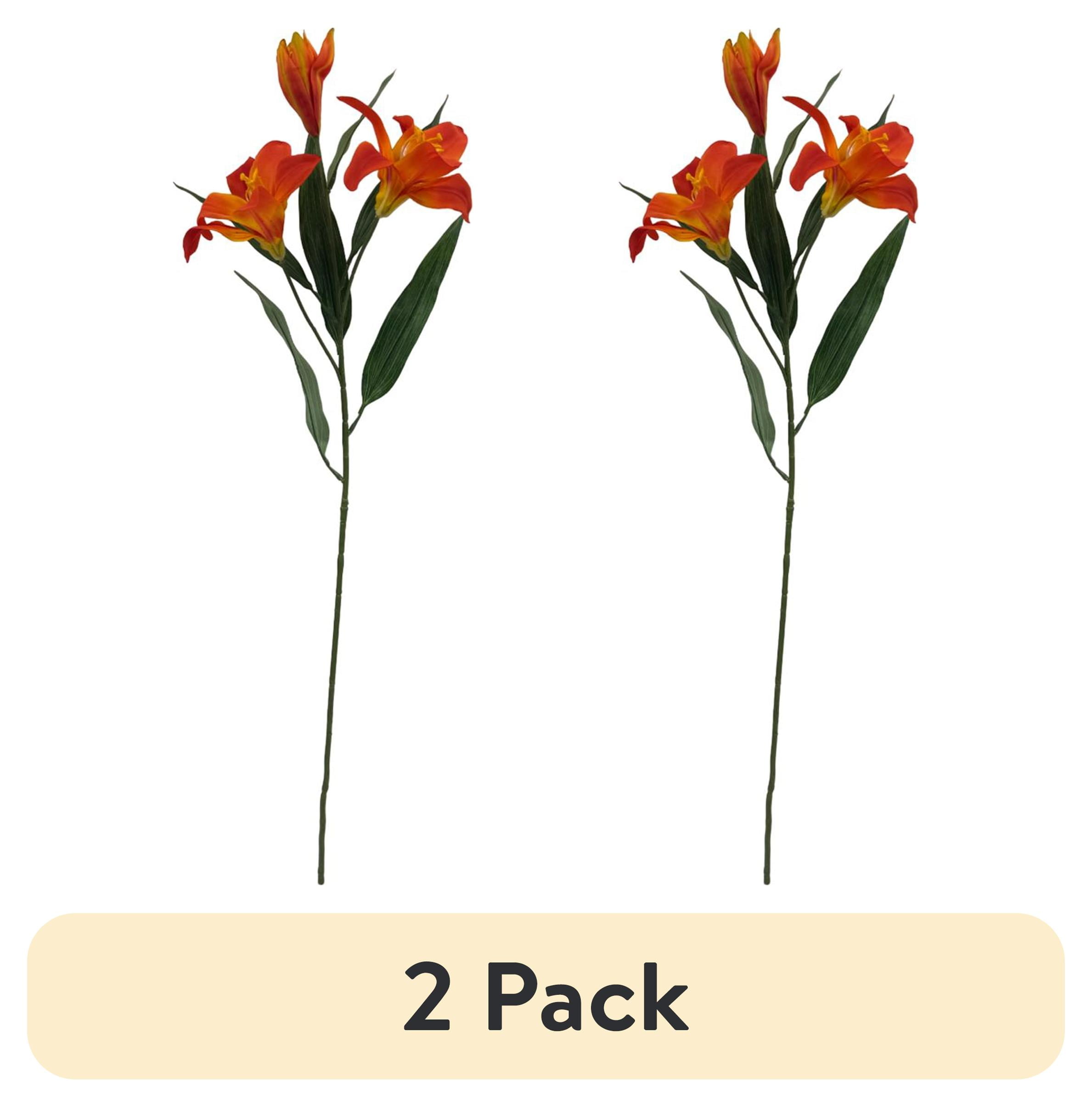 (2 pack) Mainstays 31 in Orange Artificial Tiger Lily Flower Stem, Indoor Decoration
