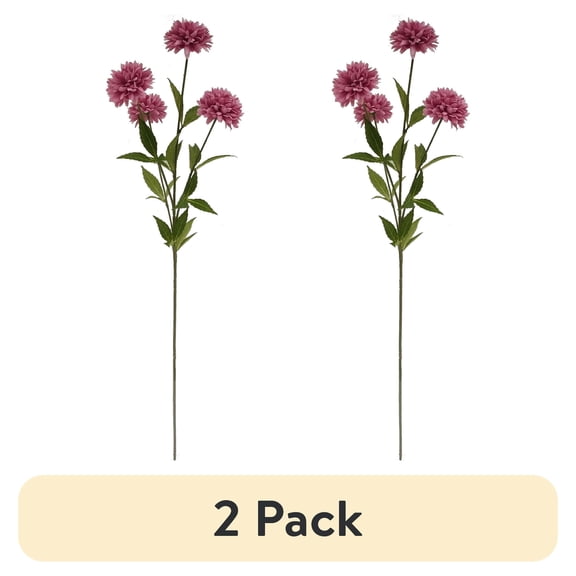 (2 pack) Mainstays 31" Artificial Pink Ball Mum Indoor Stem