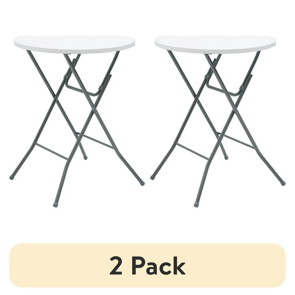 (2 pack) Mainstays 31" Round High-Top Folding Table, White