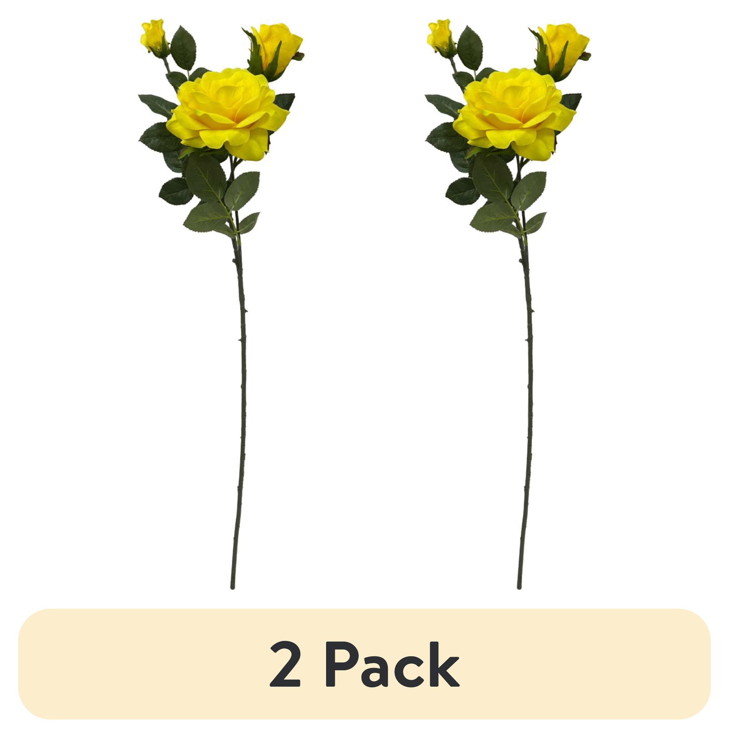 Mainstays 31 Tall Artificial Yellow Rose Flower Stem - Walmart.com, image size:2360x2392