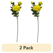 (2 pack) Mainstays 31" Tall Artificial Yellow Rose Flower Stem, Indoor Decoration
