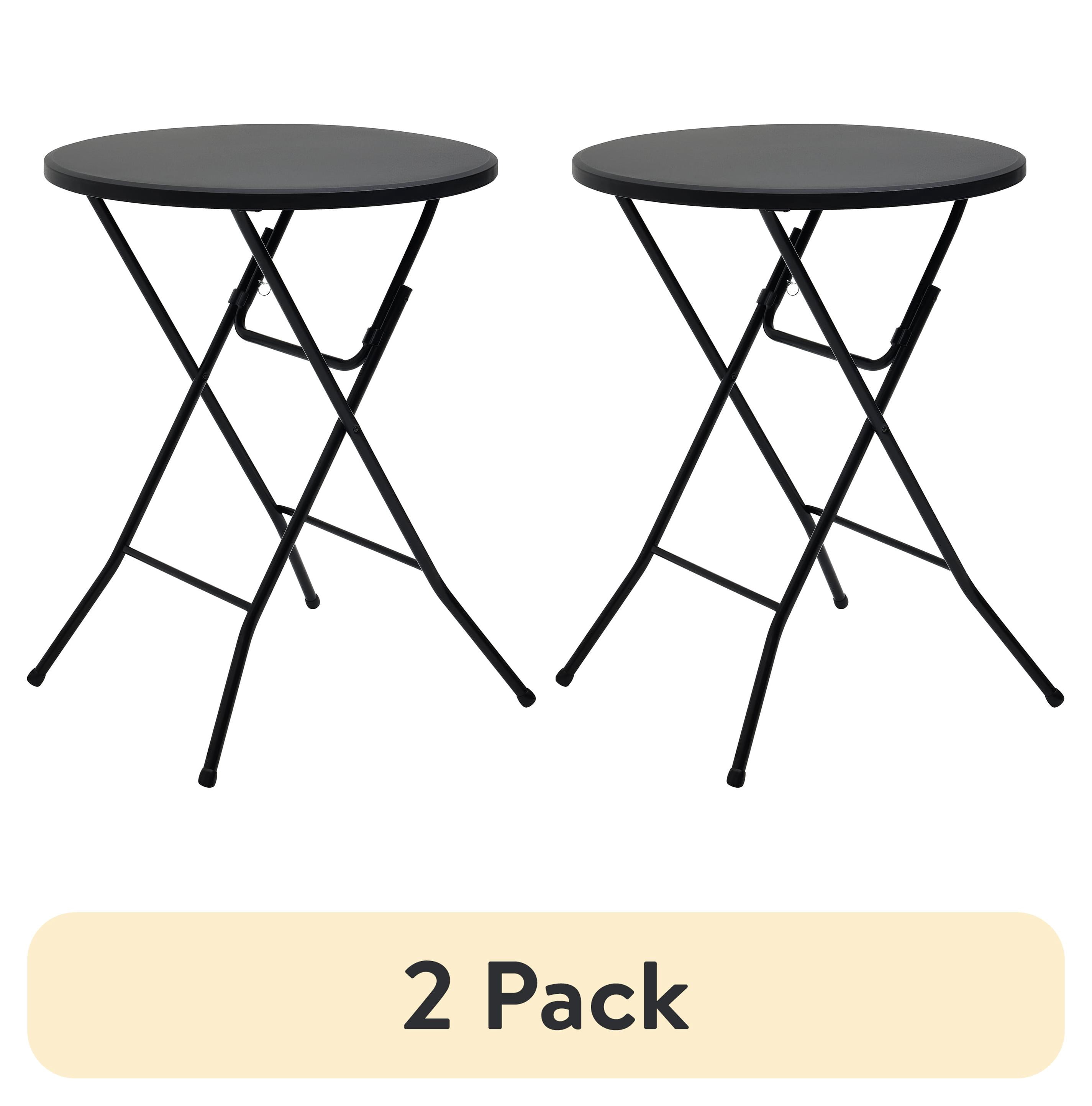 (2 pack) Mainstays 31 in Round High-Top Cocktail Folding Table, Black
