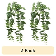 (2 pack) Mainstays 32" Artificial Silk Green Pothos Hanging Bouquet