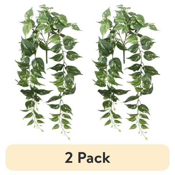(2 pack) Mainstays 32" Artificial Silk Green Pothos Hanging Bouquet