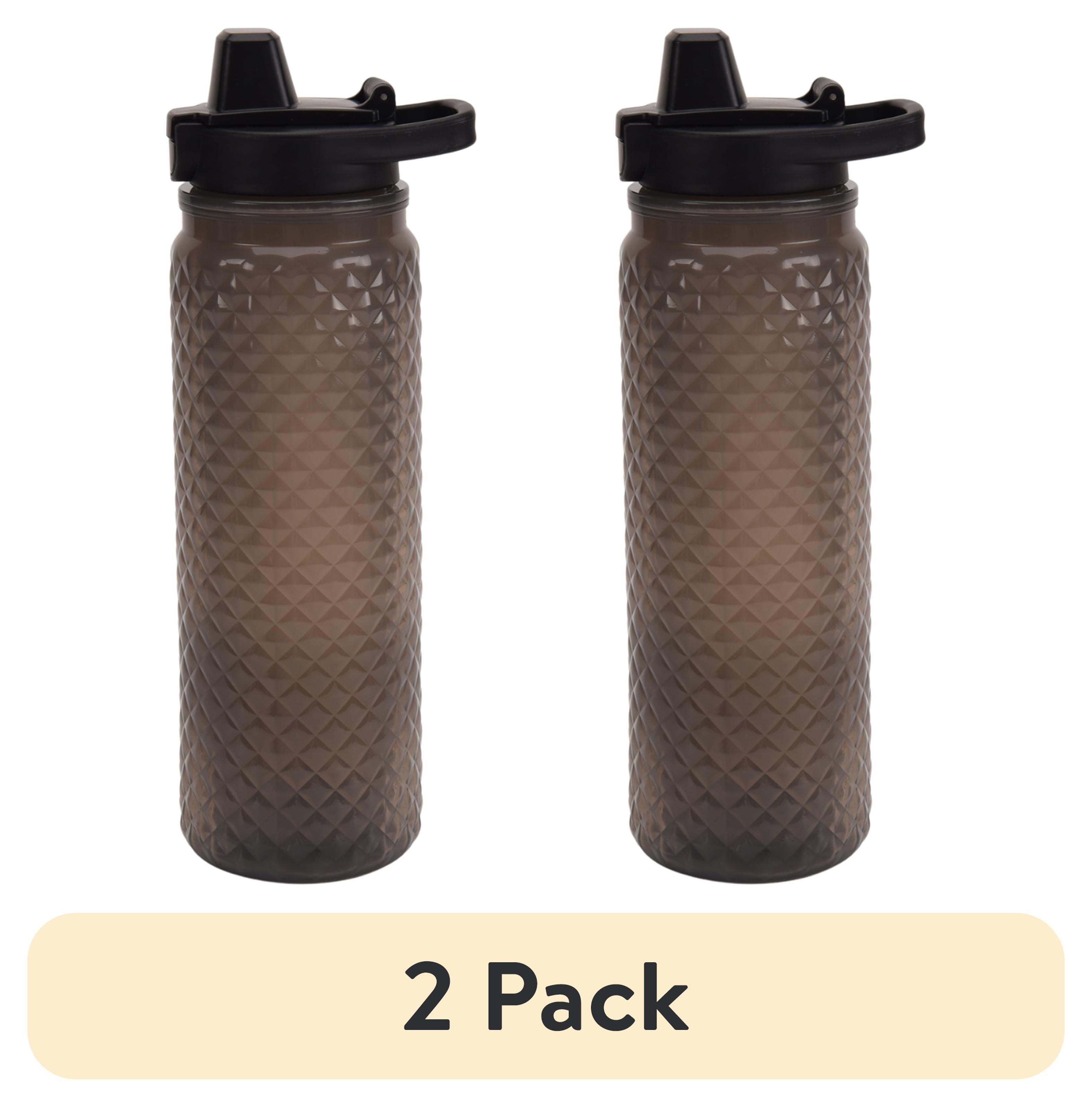 (2 pack) Mainstays 32-Ounce Plastic Textured Water Bottle, Black