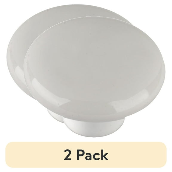 (2 pack) Mainstays, 34mm Diameter Cabinet Knob Ceramic White with 2 Screws 2 Pieces