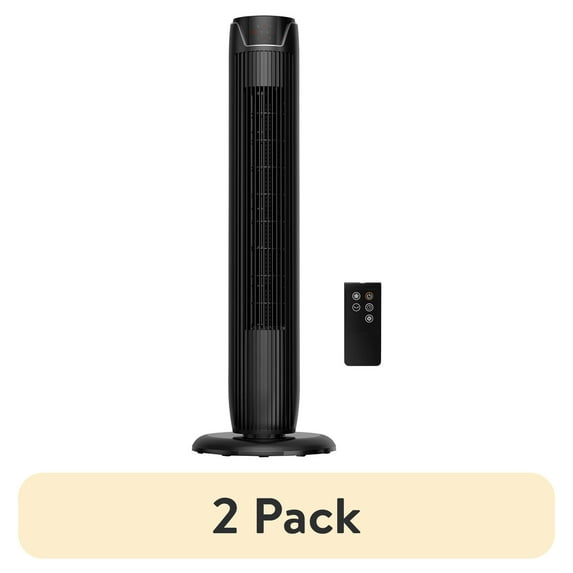 (2 pack) Mainstays 36" Black 3-Speed Oscillating Tower Fan,