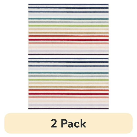 (2 pack) Mainstays Rainbow Stripe Indoor Area Rug, 36"x56"