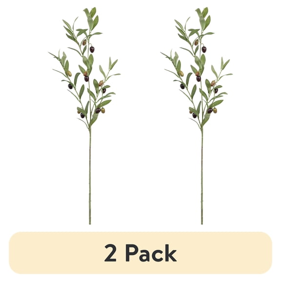 (2 pack) Mainstays 37 in Green Artificial Olive Long Stem, Indoor Use