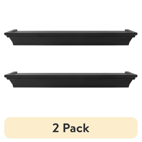 (2 pack) Mainstays Shelving Traditional 3.5"x 4.22" 3 -Tier Everyday Black Floating Shelves