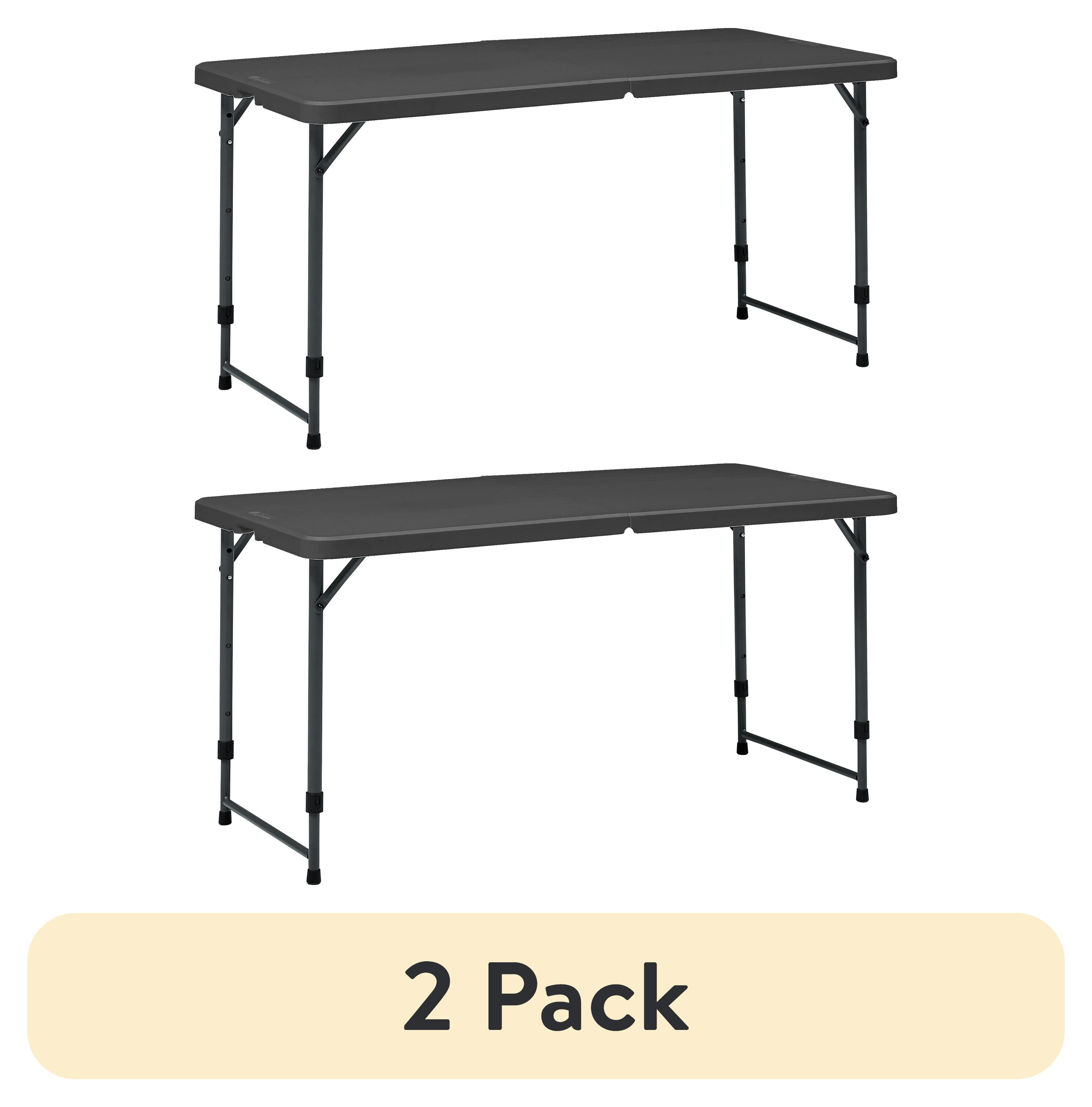 (2 pack) Mainstays 4' Adjustable Height Centerfold Folding Table, Black