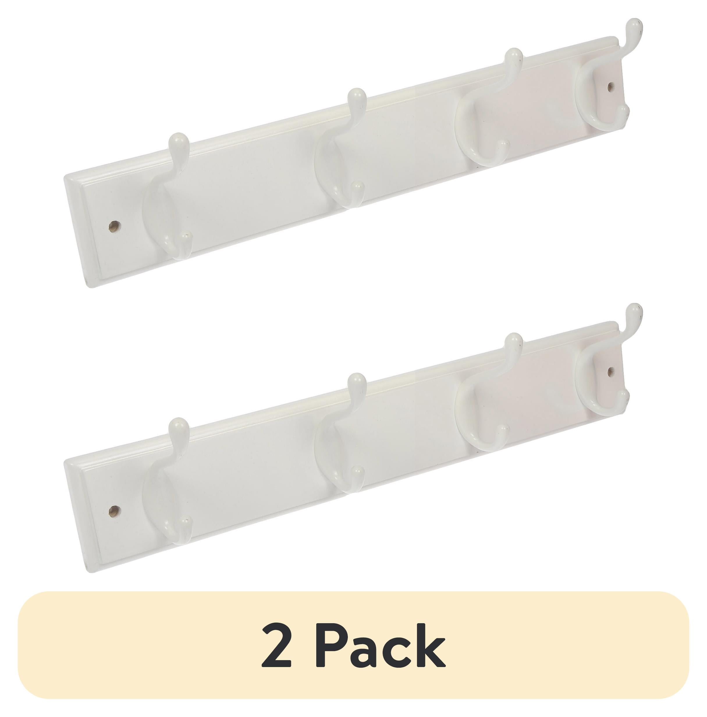 (2 pack) Mainstays 18 in White Wall-Mount Hook Board, 4 Double Hooks, 30 lb Capacity, 1 Pc