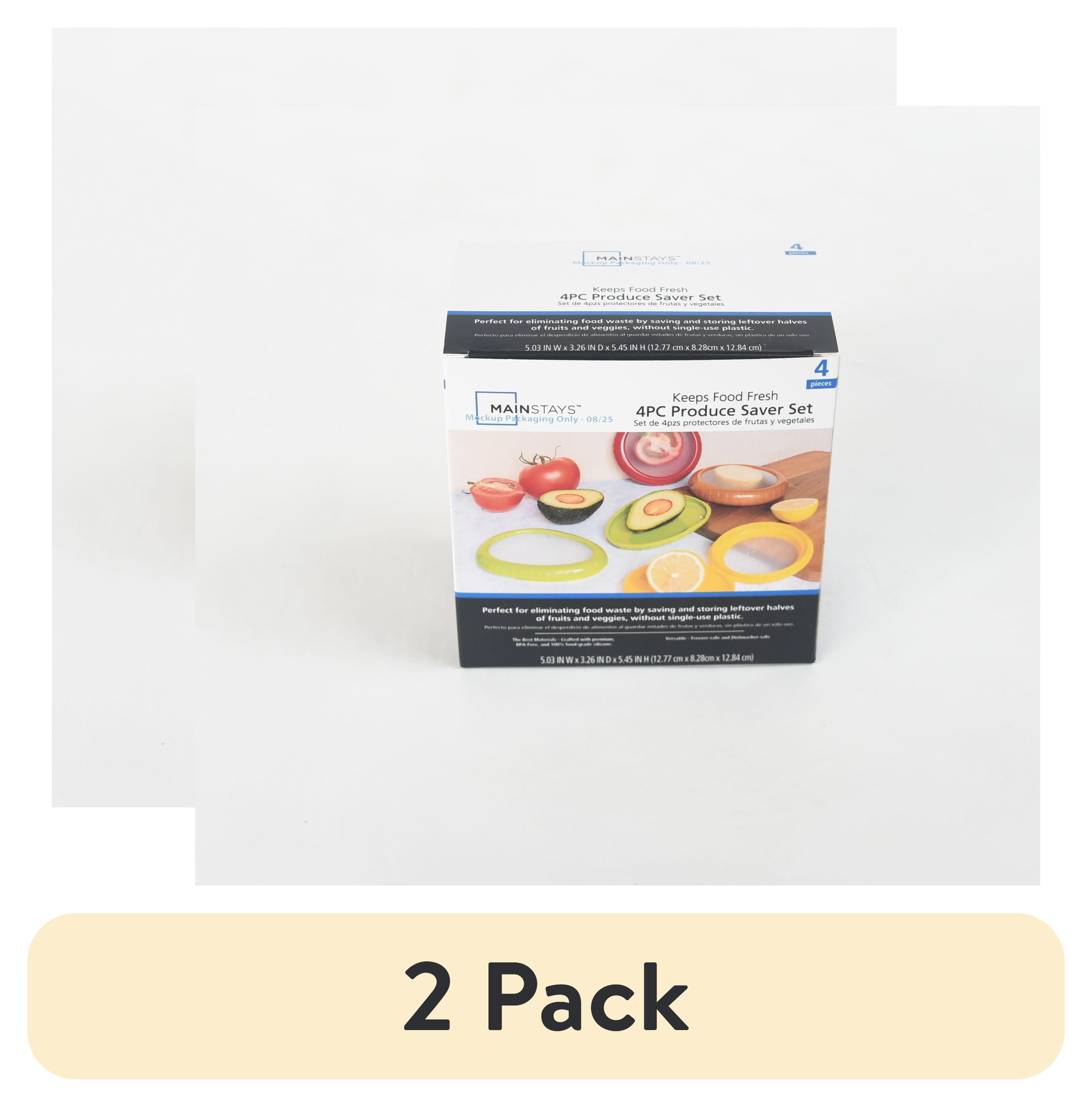 (2 pack) Mainstays 4-Piece Silicone Reusable Stretchable Produce Saver for Fresh Fruits and Vegetables