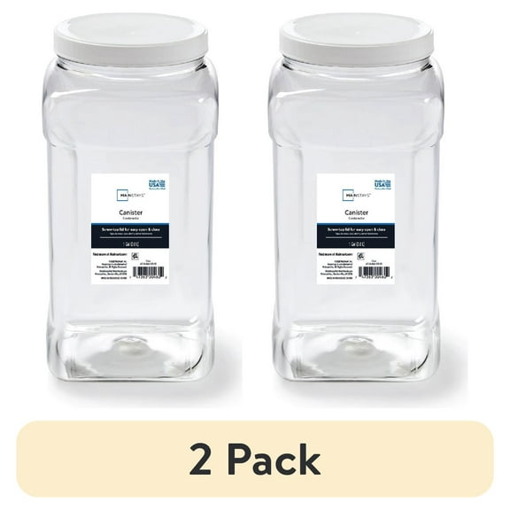 (2 pack) Mainstays 4-Quart Clear Plastic Canister with White Twist-Top Lid (1 Each) 5.83" x 5.16" x 10.20", Well Suited to Pantry Organization and Food Storage