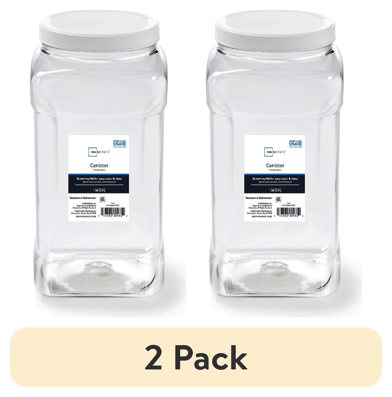 (2 pack) Mainstays 4-Quart Clear Plastic Canister with White Twist-Top Lid (1 Each) 5.83" x 5.16" x 10.20" - Walmart.com