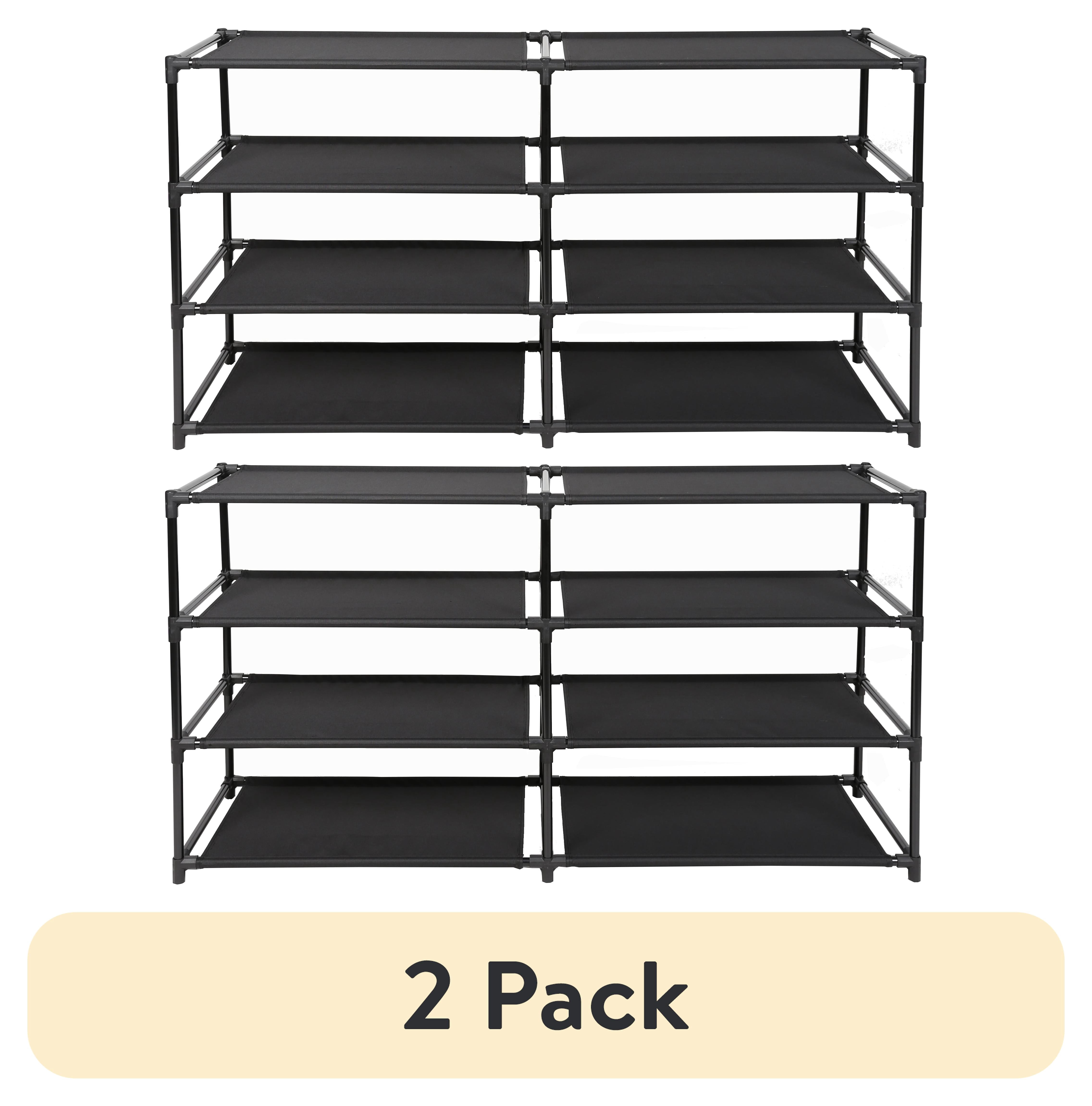 (2 pack) Mainstays 4-Tier Shoe Rack Storage Organizer, Rich Black, 24 ...