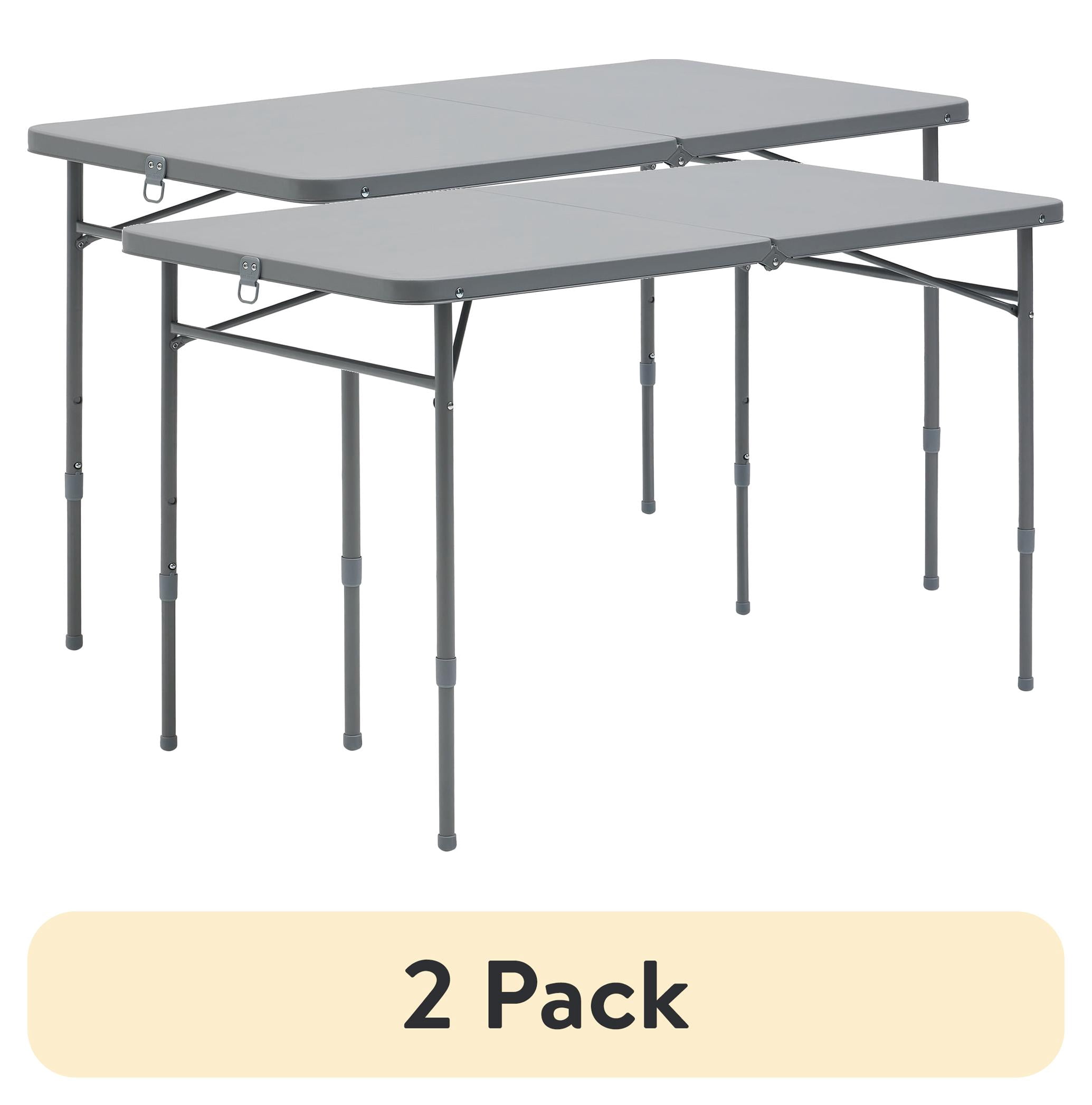 (2 pack) Mainstays 4 ft Adjustable Height Folding Table, Gray