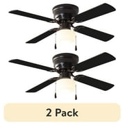 (2 pack) Mainstays 42 inch Hugger Indoor Ceiling Fan with Light Kit, Black, 4 Blades, Reverse Airflow