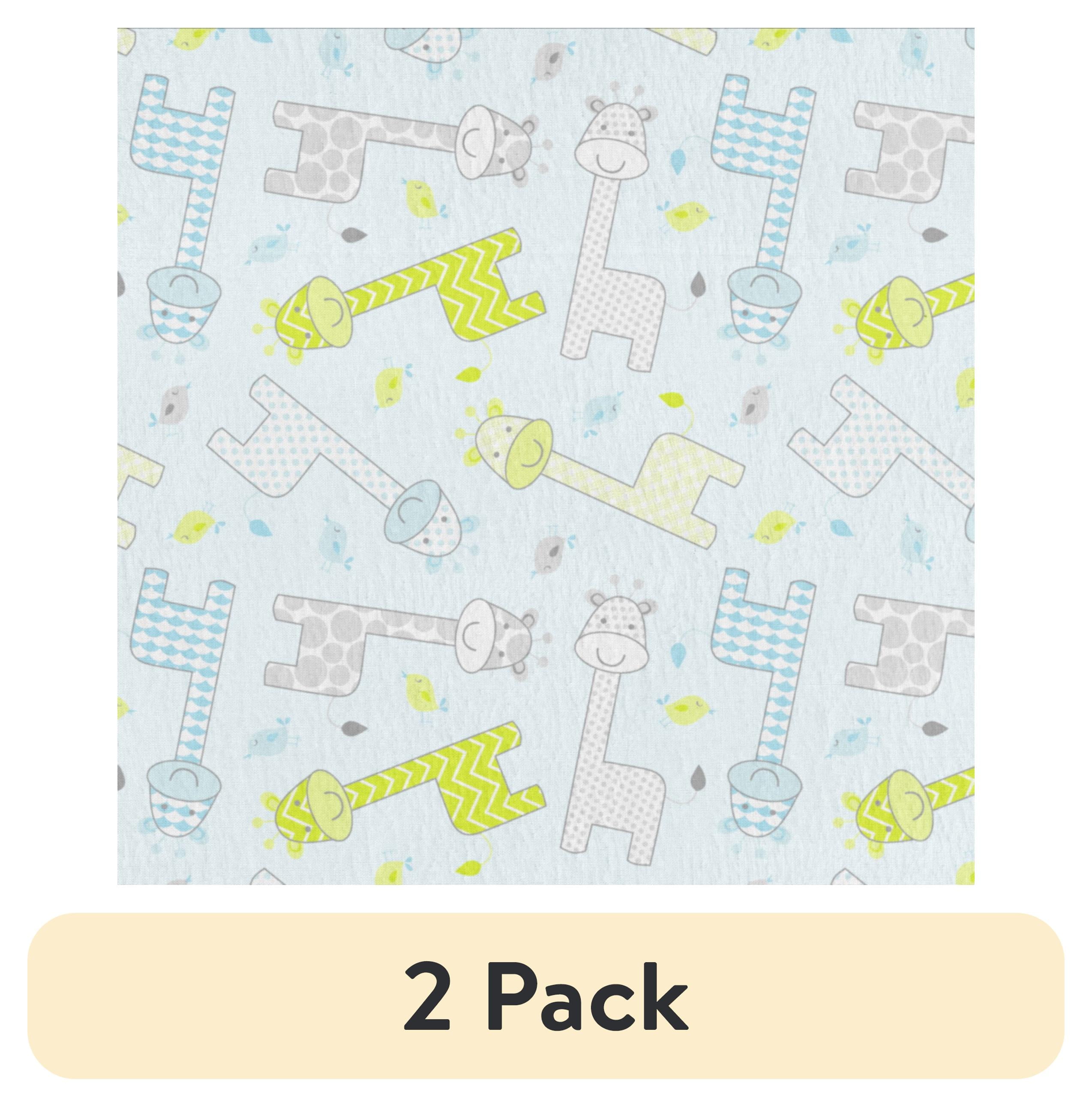 (2 pack) Mainstays 42" x 1.5 yd Cotton Light-weight Flannel Baby Giraffe Precut Sewing & Craft Fabric, Pink