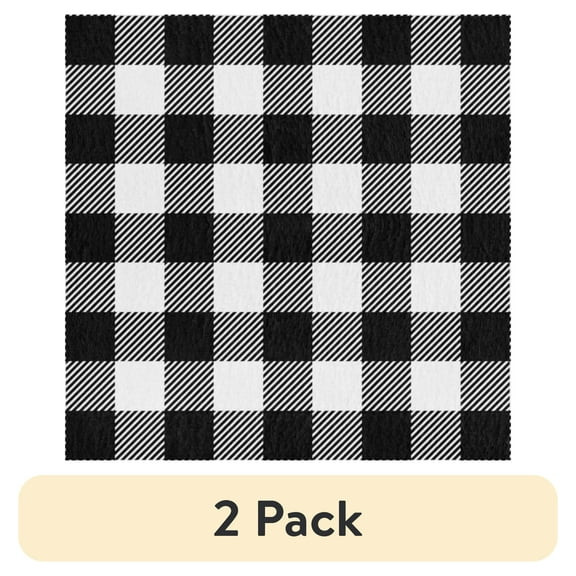 (2 pack) Mainstays 42" x 1.5 yd Cotton Light-weight Flannel Buffalo Plaid Precut Sewing & Craft Fabric, Black/White