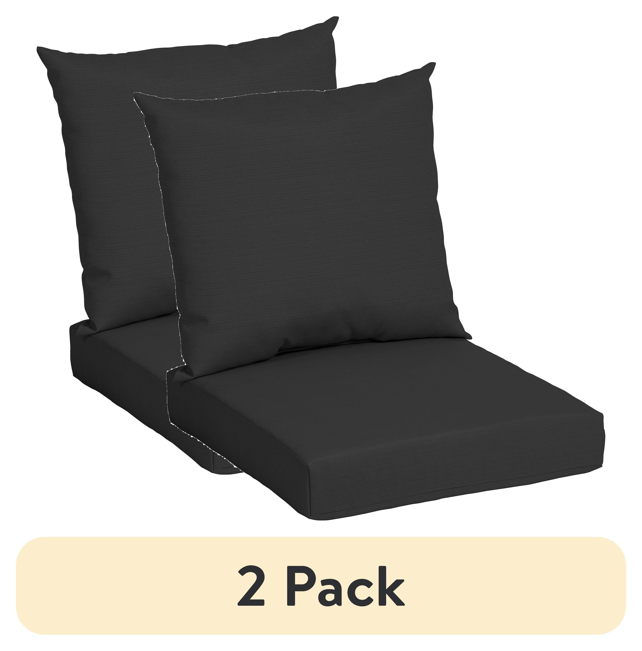 (2 pack) Mainstays 45" L x 22.75" W Black Rectangle Outdoor 2 Piece Deep Seat Cushion