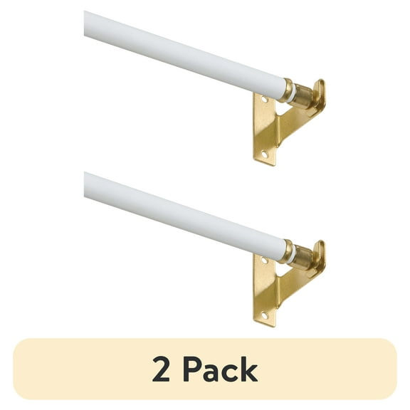 (2 pack) Mainstays 48-84" Adjustable Round Sash Curtain Rod, 7/16" Diameter, White Finish
