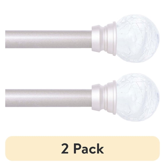 (2 pack) Mainstays 48-84 in. Crackle Petite Café Adjustable Curtain Rod, 1/2 in. Diameter, Brished Nickel