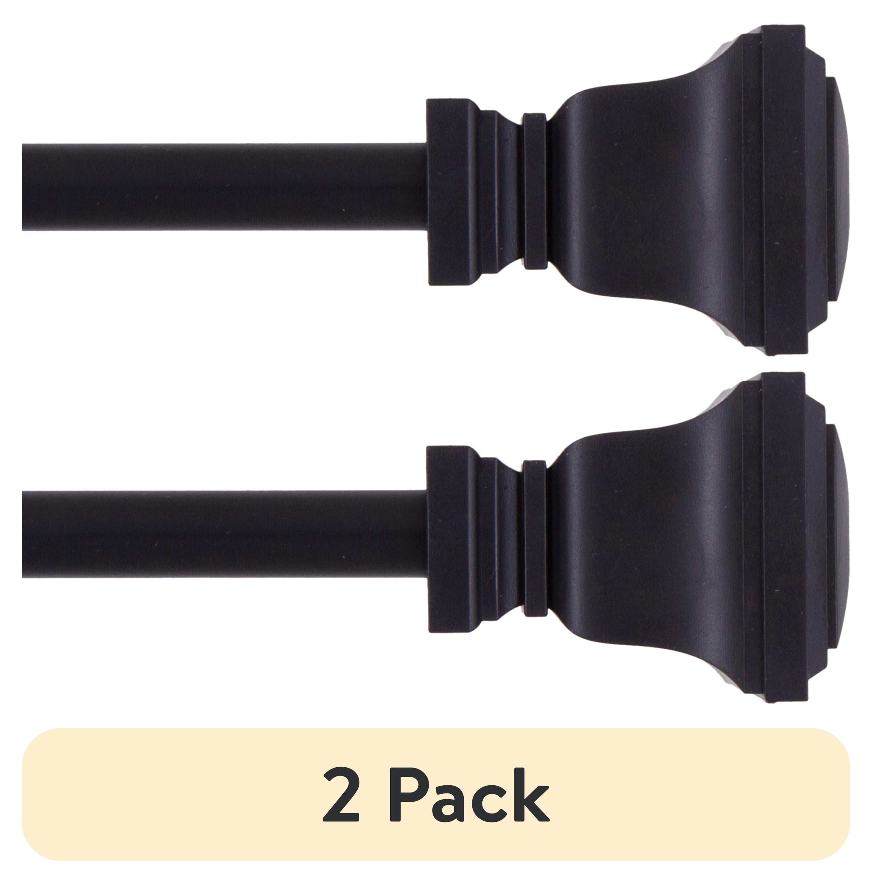 (1 pack) Mainstays 1/2" Twain Square Petite Café Adjustable Curtain Rod,48-84", Black