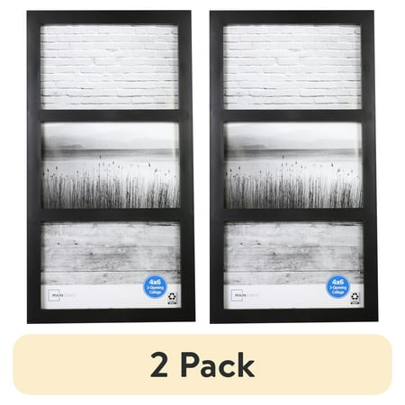 (2 pack) Mainstays – 4x6 Picture Frame – Black Gallery 3 Photo Linear Program Wall Photo Frame