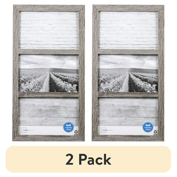(2 pack) Mainstays – 4x6 Picture Frame – Rustic Gray Gallery 3 Photo Linear Program Wall Photo Frame