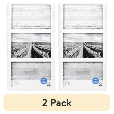 (2 pack) Mainstays – 4x6 Picture Frame – White Gallery 3 Photo Linear Program Wall Photo Frame