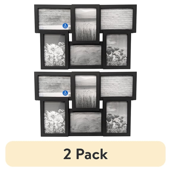 (2 pack) Mainstays 4x6 Picture Frame Black Gallery 6 Photo Linear Program Wall Photo Frame
