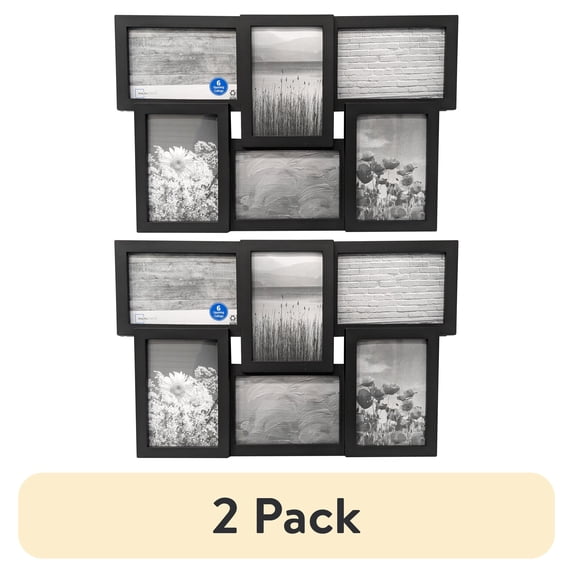 (2 pack) Mainstays – 4x6 Picture Frame – Black Gallery 6 Photo Linear Program Wall Photo Frame