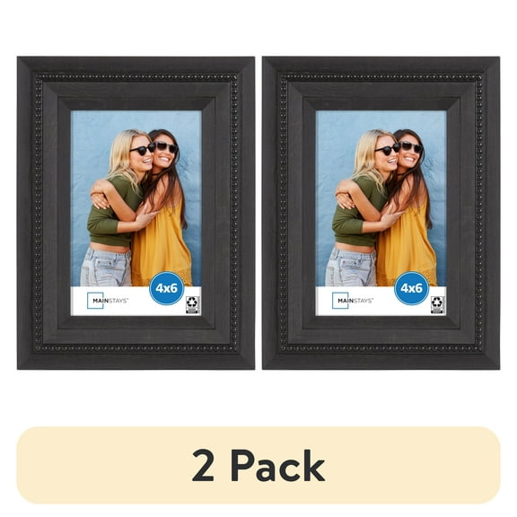 (2 pack) Mainstays – 4x6 Picture Frame – Black Beaded Tabletop Photo Frame