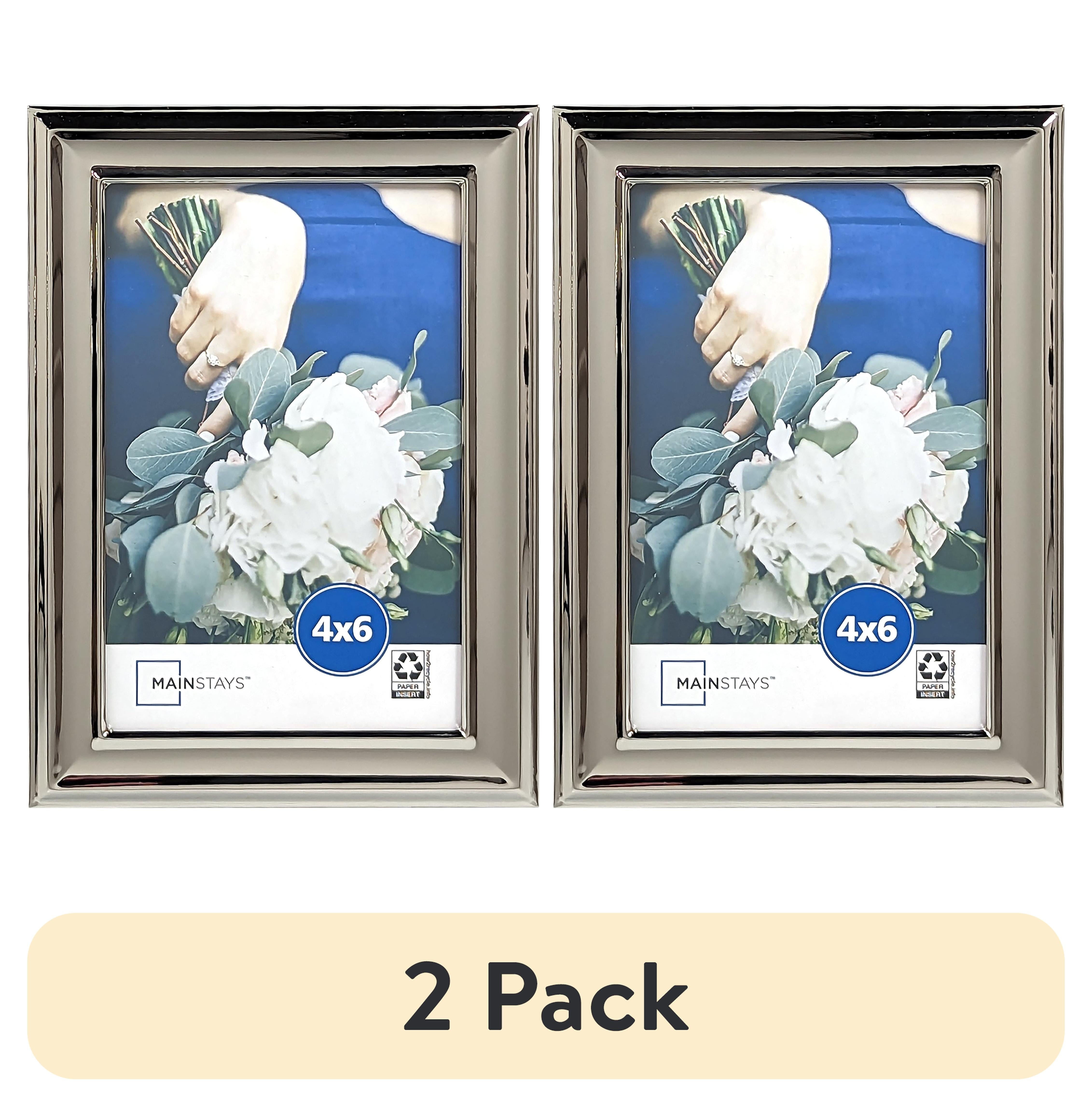 (2 pack) Mainstays 4 x 6 Silver Finish Metal Picture Frame, Tabletop or Wall Display