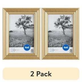 (2 pack) Mainstays 4 x 6 Picture Frame, Gold, Tabletop or Wall Display