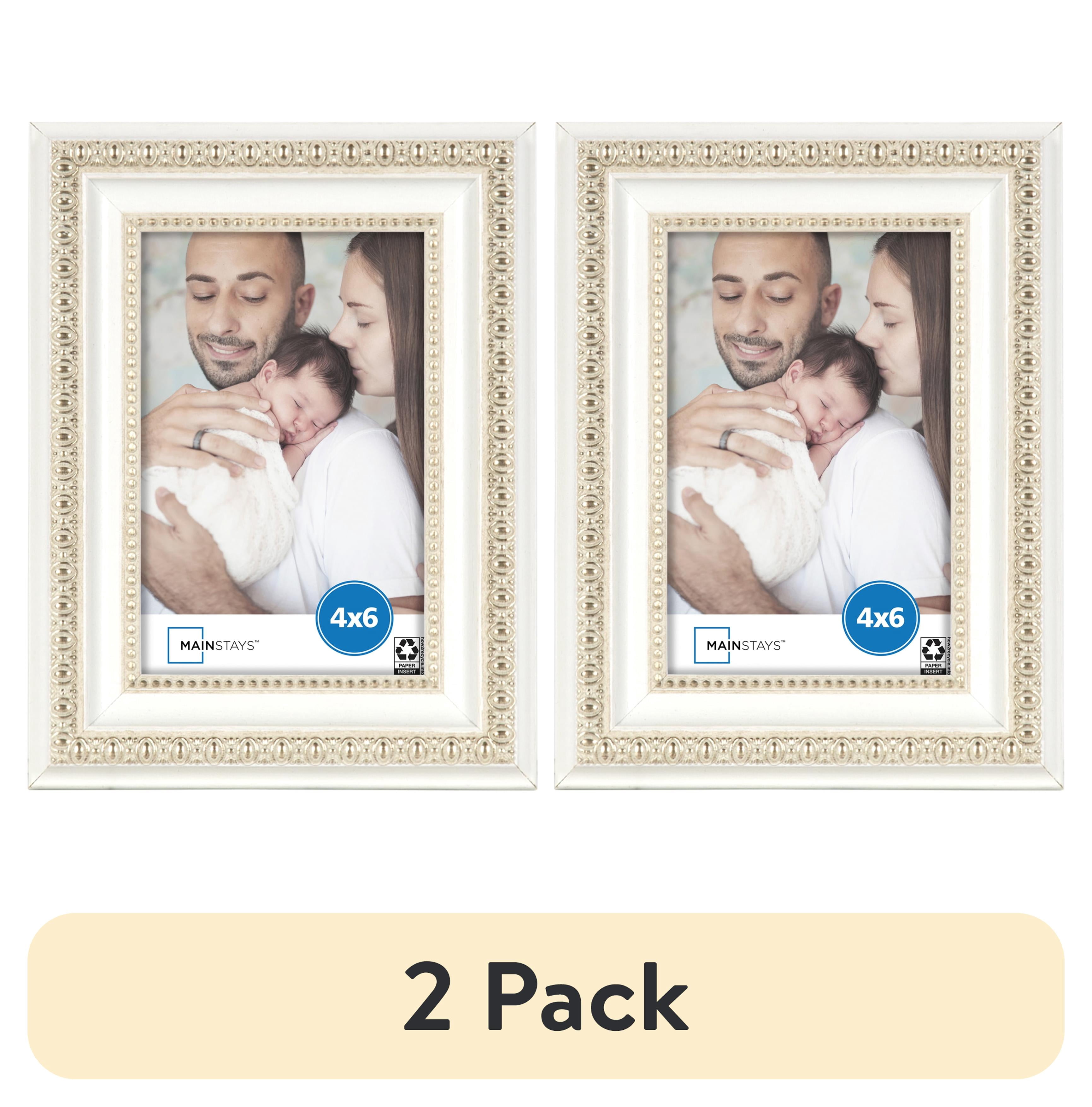 (2 pack) Mainstays 4 x 6 Picture Frame, White Ornate Tabletop Photo Frame
