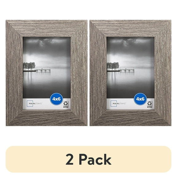 (2 pack) Mainstays 4x6 Wide Beveled Tabletop Picture Frame, Rustic Gray